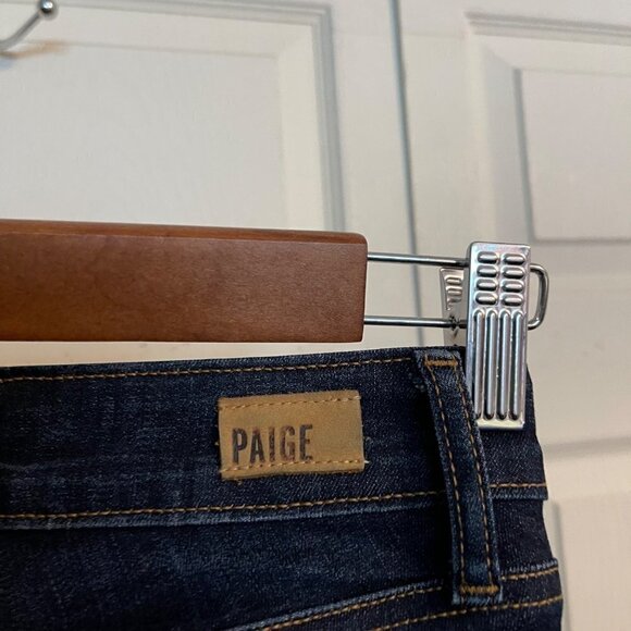 PAIGE Womens Dark Wash Distressed Slim Straight Ankle Mid Rise Jeans Size 25 - Picture 5 of 7